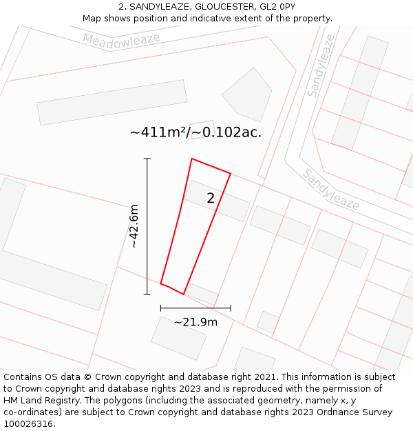 2, SANDYLEAZE, GLOUCESTER, GL2 0PY: Plot and title map