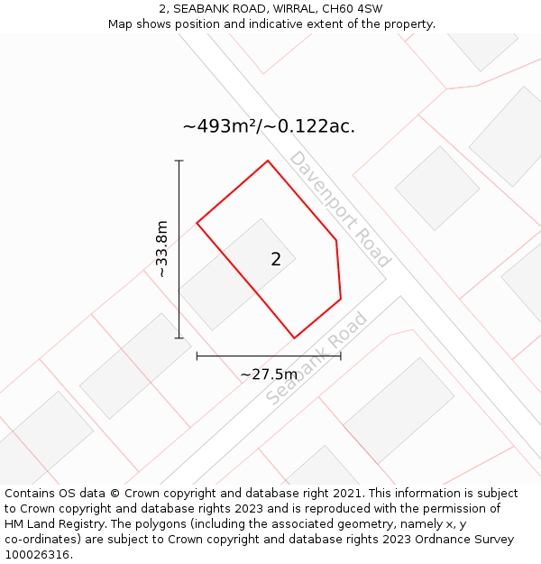 2, SEABANK ROAD, WIRRAL, CH60 4SW: Plot and title map