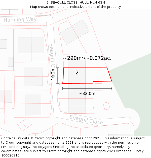 2, SEAGULL CLOSE, HULL, HU4 6SN: Plot and title map