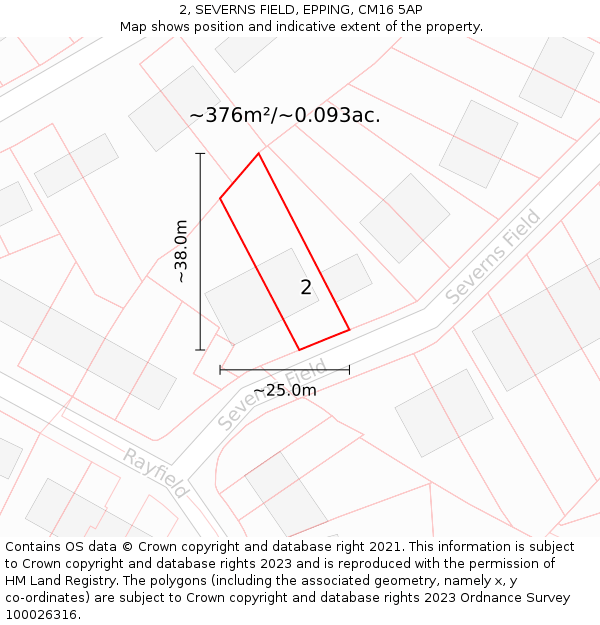 2, SEVERNS FIELD, EPPING, CM16 5AP: Plot and title map