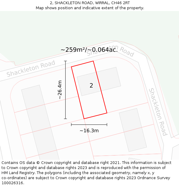 2, SHACKLETON ROAD, WIRRAL, CH46 2RT: Plot and title map