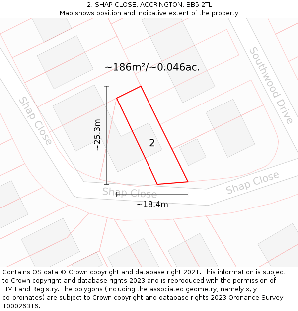 2, SHAP CLOSE, ACCRINGTON, BB5 2TL: Plot and title map