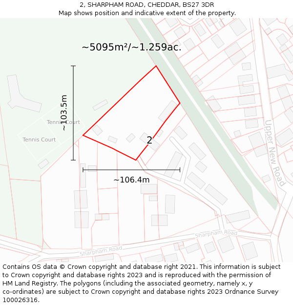 2, SHARPHAM ROAD, CHEDDAR, BS27 3DR: Plot and title map