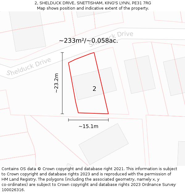 2, SHELDUCK DRIVE, SNETTISHAM, KING'S LYNN, PE31 7RG: Plot and title map