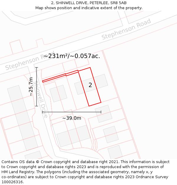 2, SHINWELL DRIVE, PETERLEE, SR8 5AB: Plot and title map