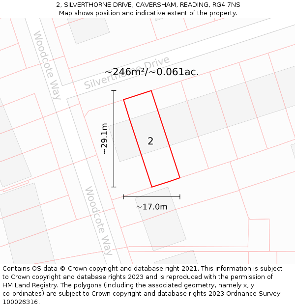 2, SILVERTHORNE DRIVE, CAVERSHAM, READING, RG4 7NS: Plot and title map