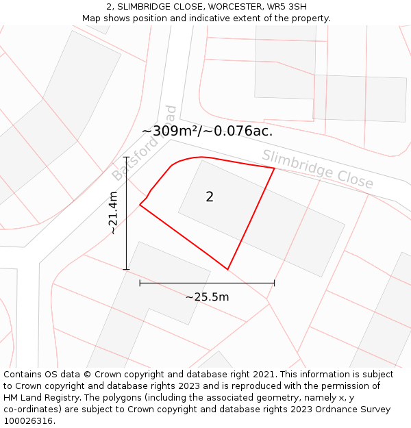 2, SLIMBRIDGE CLOSE, WORCESTER, WR5 3SH: Plot and title map