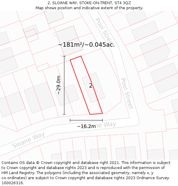 2, SLOANE WAY, STOKE-ON-TRENT, ST4 3QZ: Plot and title map