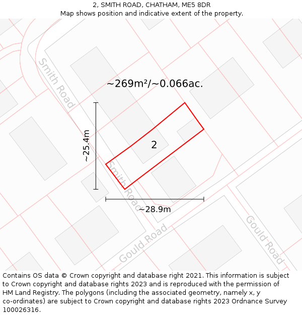 2, SMITH ROAD, CHATHAM, ME5 8DR: Plot and title map