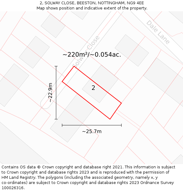 2, SOLWAY CLOSE, BEESTON, NOTTINGHAM, NG9 4EE: Plot and title map