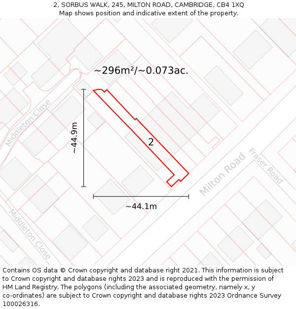 2, SORBUS WALK, 245, MILTON ROAD, CAMBRIDGE, CB4 1XQ: Plot and title map
