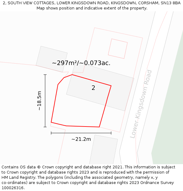 2, SOUTH VIEW COTTAGES, LOWER KINGSDOWN ROAD, KINGSDOWN, CORSHAM, SN13 8BA: Plot and title map