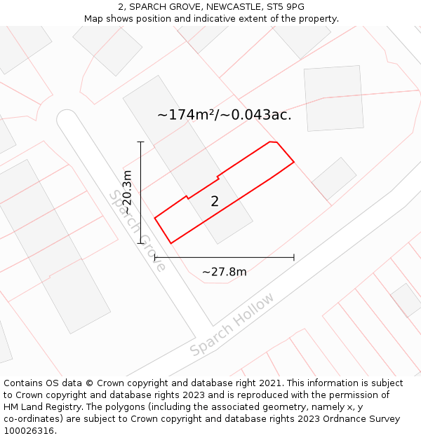 2, SPARCH GROVE, NEWCASTLE, ST5 9PG: Plot and title map