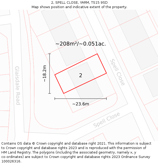 2, SPELL CLOSE, YARM, TS15 9SD: Plot and title map