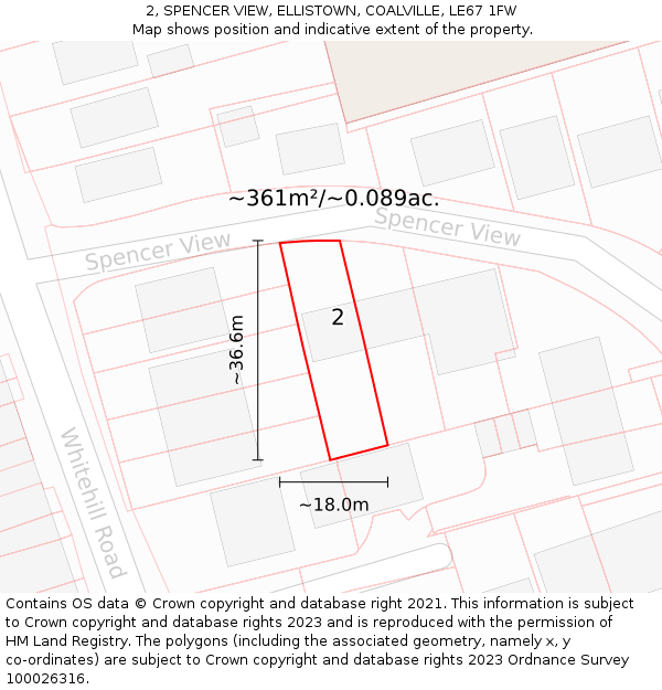 2, SPENCER VIEW, ELLISTOWN, COALVILLE, LE67 1FW: Plot and title map
