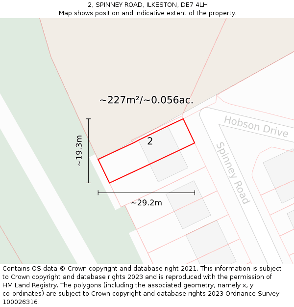 2, SPINNEY ROAD, ILKESTON, DE7 4LH: Plot and title map