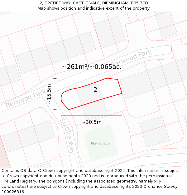 2, SPITFIRE WAY, CASTLE VALE, BIRMINGHAM, B35 7EQ: Plot and title map