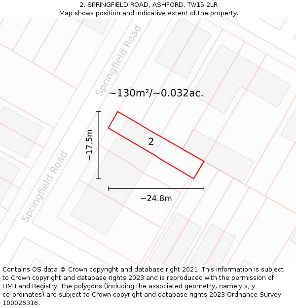 2, SPRINGFIELD ROAD, ASHFORD, TW15 2LR: Plot and title map