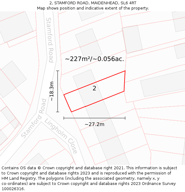 2, STAMFORD ROAD, MAIDENHEAD, SL6 4RT: Plot and title map