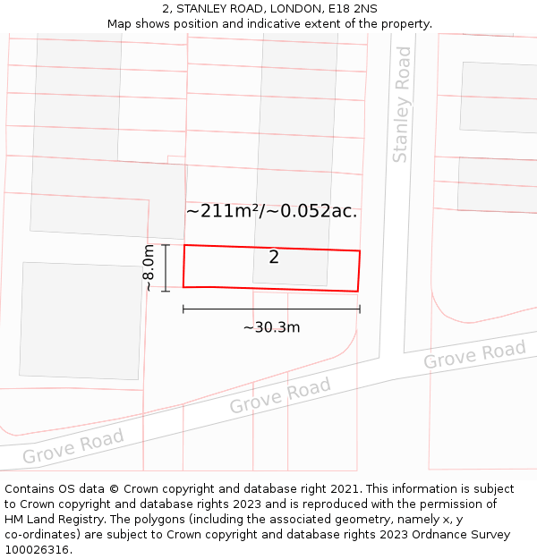 2, STANLEY ROAD, LONDON, E18 2NS: Plot and title map