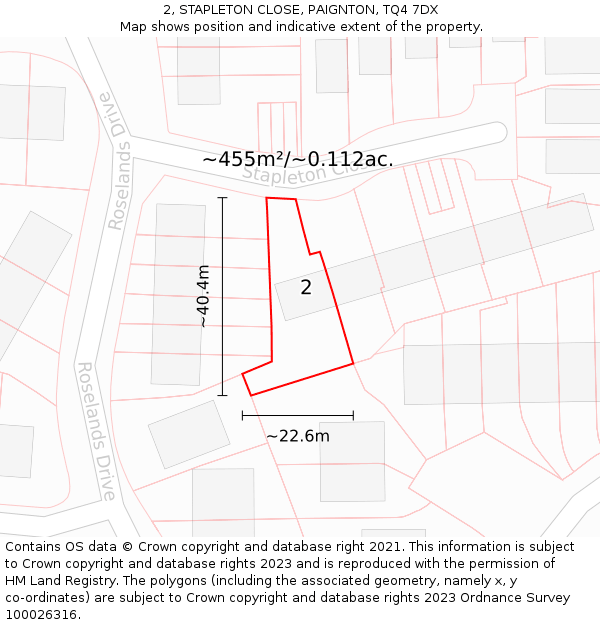 2, STAPLETON CLOSE, PAIGNTON, TQ4 7DX: Plot and title map