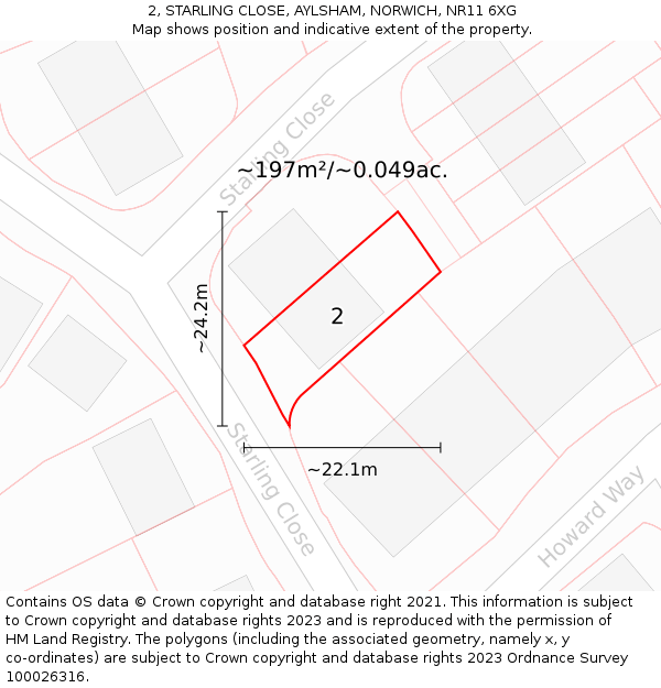 2, STARLING CLOSE, AYLSHAM, NORWICH, NR11 6XG: Plot and title map