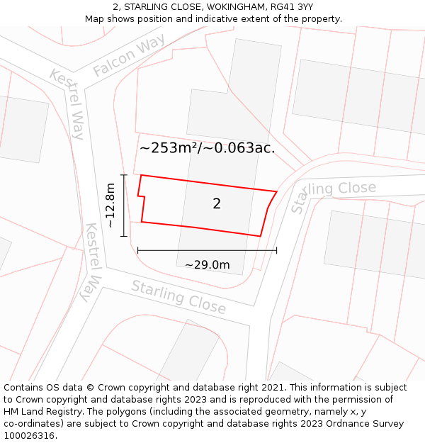 2, STARLING CLOSE, WOKINGHAM, RG41 3YY: Plot and title map