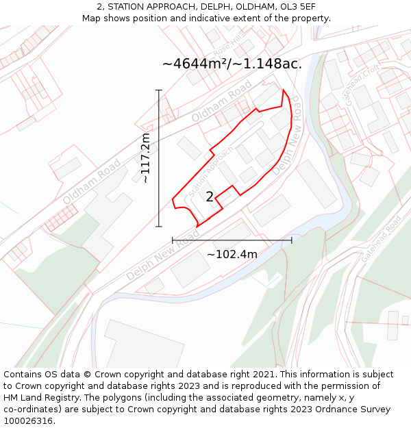 2, STATION APPROACH, DELPH, OLDHAM, OL3 5EF: Plot and title map
