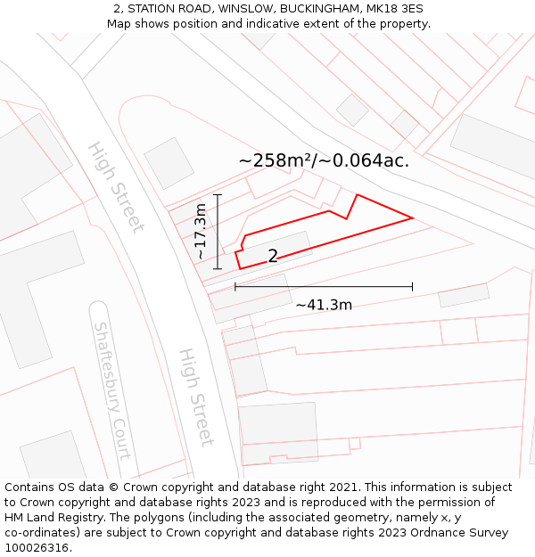 2, STATION ROAD, WINSLOW, BUCKINGHAM, MK18 3ES: Plot and title map