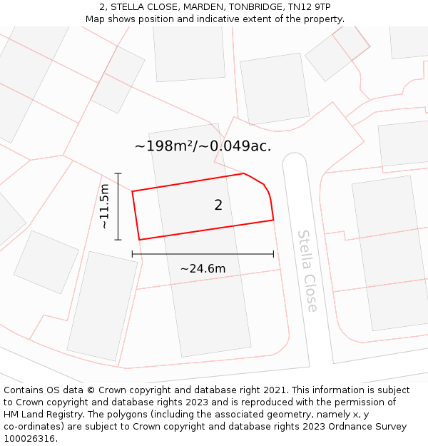 2, STELLA CLOSE, MARDEN, TONBRIDGE, TN12 9TP: Plot and title map