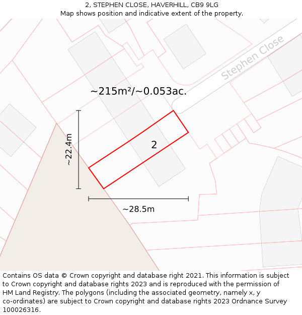 2, STEPHEN CLOSE, HAVERHILL, CB9 9LG: Plot and title map