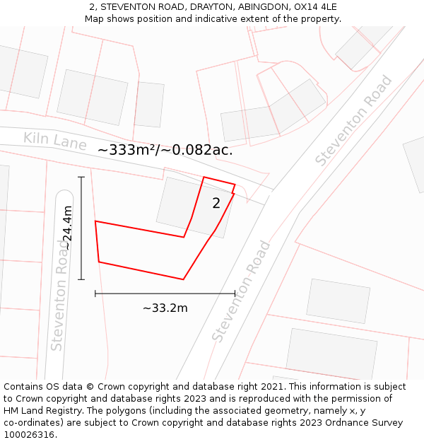 2, STEVENTON ROAD, DRAYTON, ABINGDON, OX14 4LE: Plot and title map