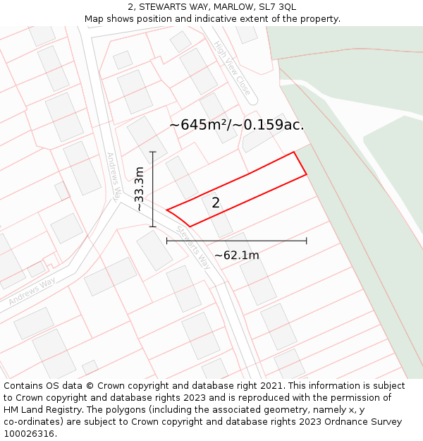 2, STEWARTS WAY, MARLOW, SL7 3QL: Plot and title map