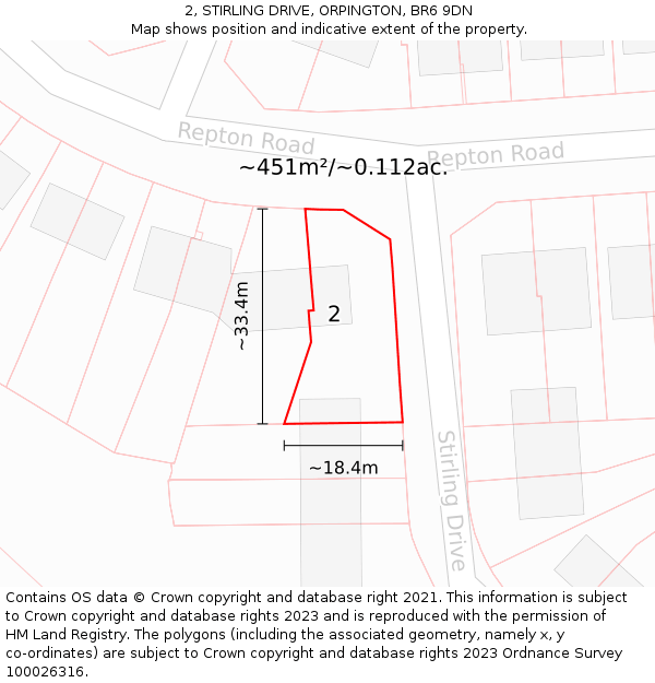 2, STIRLING DRIVE, ORPINGTON, BR6 9DN: Plot and title map