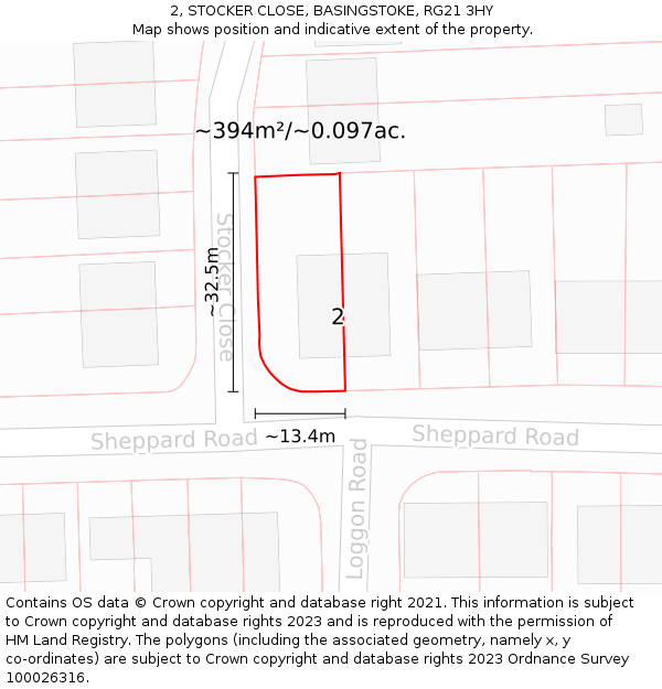 2, STOCKER CLOSE, BASINGSTOKE, RG21 3HY: Plot and title map