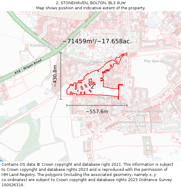 2, STONEHAVEN, BOLTON, BL3 4UW: Plot and title map