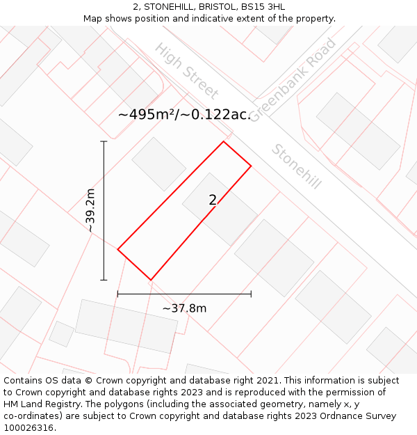 2, STONEHILL, BRISTOL, BS15 3HL: Plot and title map