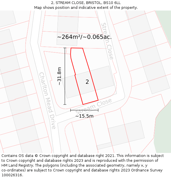 2, STREAM CLOSE, BRISTOL, BS10 6LL: Plot and title map