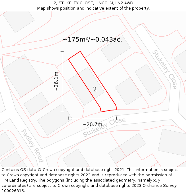 2, STUKELEY CLOSE, LINCOLN, LN2 4WD: Plot and title map