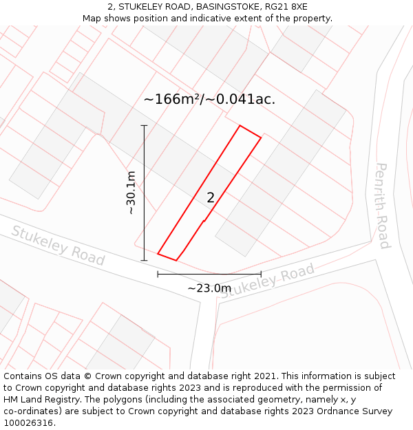 2, STUKELEY ROAD, BASINGSTOKE, RG21 8XE: Plot and title map