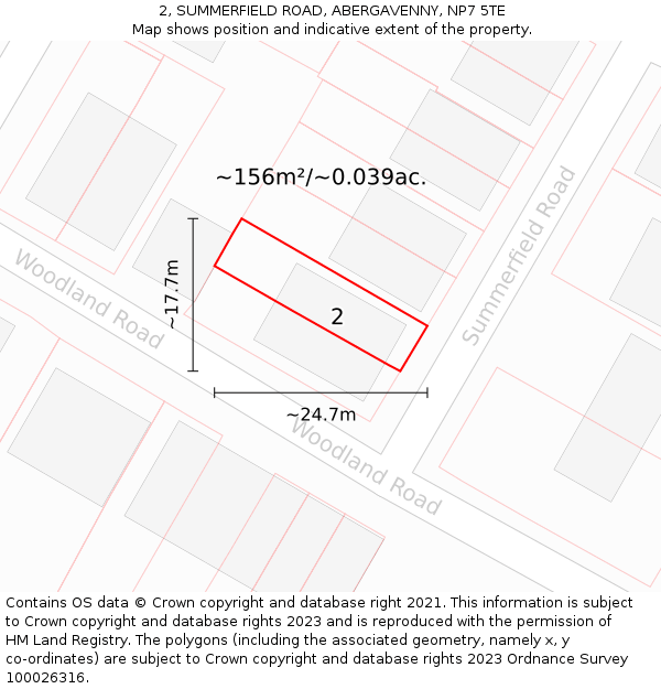 2, SUMMERFIELD ROAD, ABERGAVENNY, NP7 5TE: Plot and title map