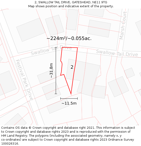 2, SWALLOW TAIL DRIVE, GATESHEAD, NE11 9TG: Plot and title map