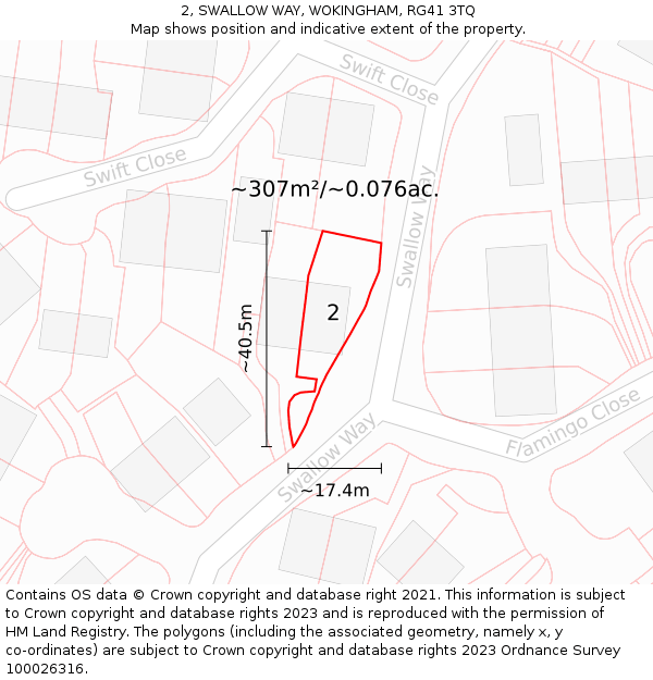 2, SWALLOW WAY, WOKINGHAM, RG41 3TQ: Plot and title map