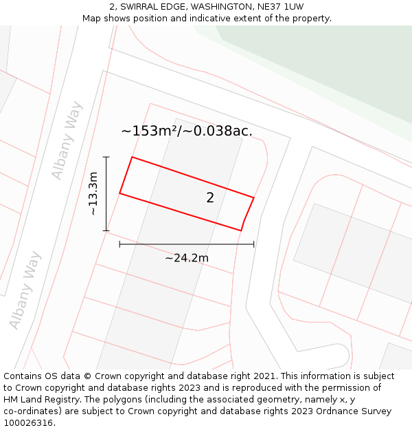2, SWIRRAL EDGE, WASHINGTON, NE37 1UW: Plot and title map