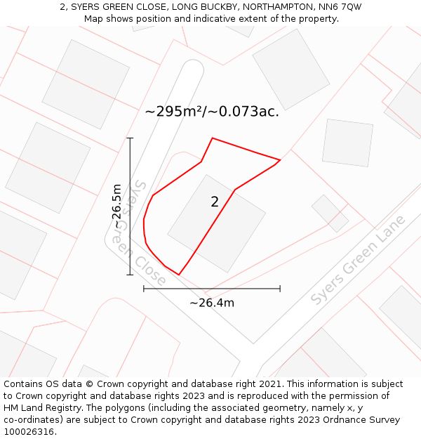 2, SYERS GREEN CLOSE, LONG BUCKBY, NORTHAMPTON, NN6 7QW: Plot and title map