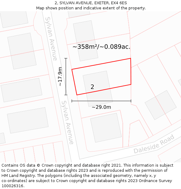 2, SYLVAN AVENUE, EXETER, EX4 6ES: Plot and title map