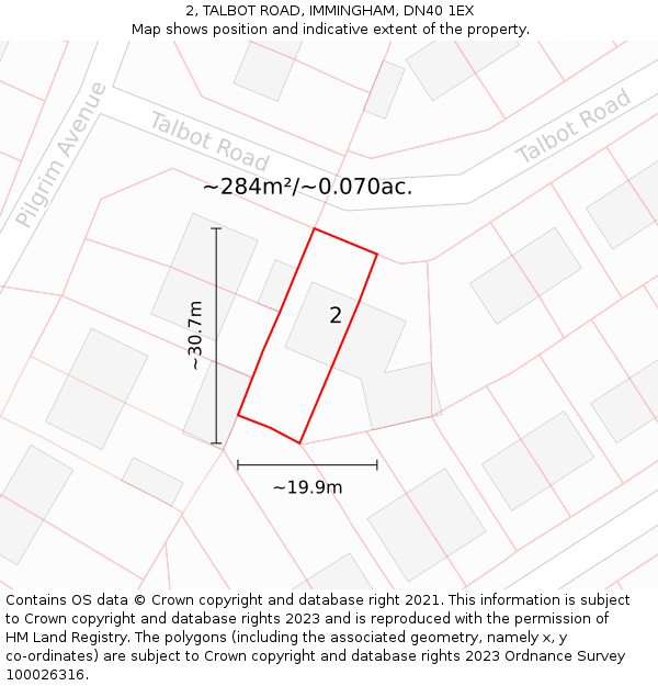 2, TALBOT ROAD, IMMINGHAM, DN40 1EX: Plot and title map