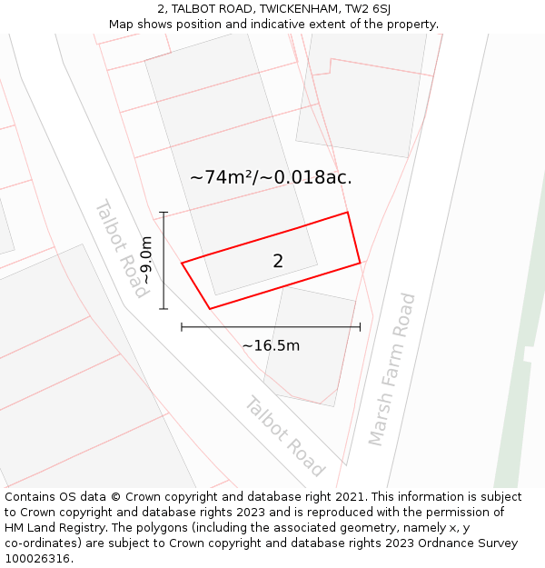 2, TALBOT ROAD, TWICKENHAM, TW2 6SJ: Plot and title map