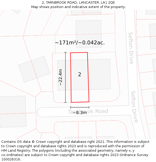 2, TARNBROOK ROAD, LANCASTER, LA1 2QE: Plot and title map