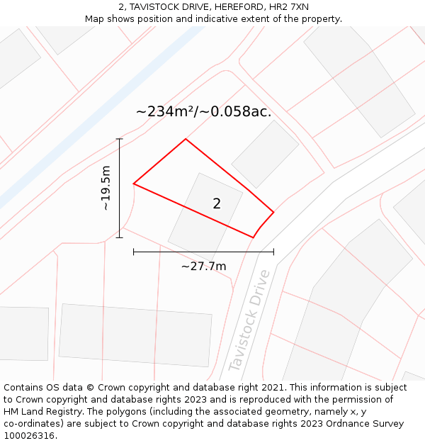 2, TAVISTOCK DRIVE, HEREFORD, HR2 7XN: Plot and title map